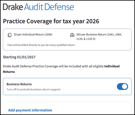 Practice coverage options